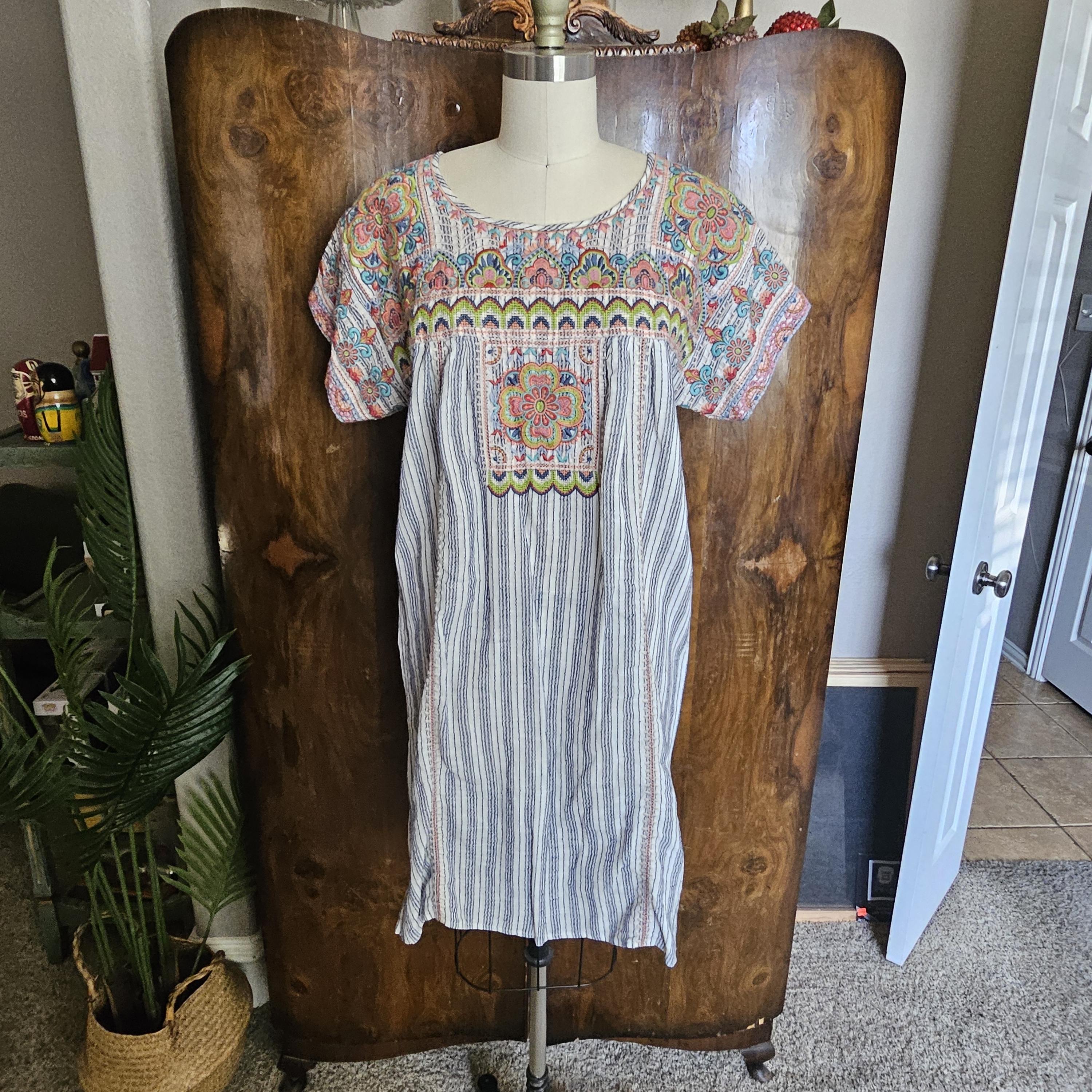Johnny Was Striped Peasant Tunic Nwt
